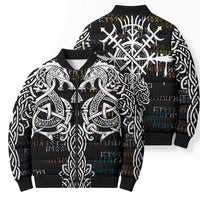 Viking Runes and Norse Mythology Symbols Bomber Puffer Jacket Celtic Knotwork Tribal Illustration Style