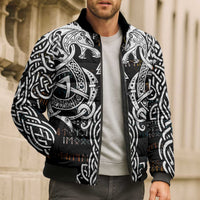 Viking Runes and Norse Mythology Symbols Bomber Puffer Jacket Celtic Knotwork Tribal Illustration Style