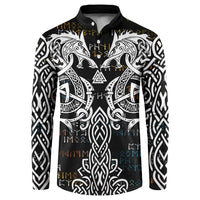 Viking Runes and Norse Mythology Symbols Button Sweatshirt Celtic Knotwork Tribal Illustration Style