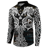 Viking Runes and Norse Mythology Symbols Button Sweatshirt Celtic Knotwork Tribal Illustration Style