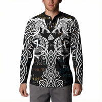 Viking Runes and Norse Mythology Symbols Button Sweatshirt Celtic Knotwork Tribal Illustration Style