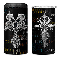 Viking Runes and Norse Mythology Symbols 4 in 1 Can Cooler Tumbler Celtic Knotwork Tribal Illustration Style
