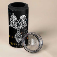 Viking Runes and Norse Mythology Symbols 4 in 1 Can Cooler Tumbler Celtic Knotwork Tribal Illustration Style