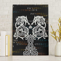 Viking Runes and Norse Mythology Symbols Canvas Wall Art Celtic Knotwork Tribal Illustration Style