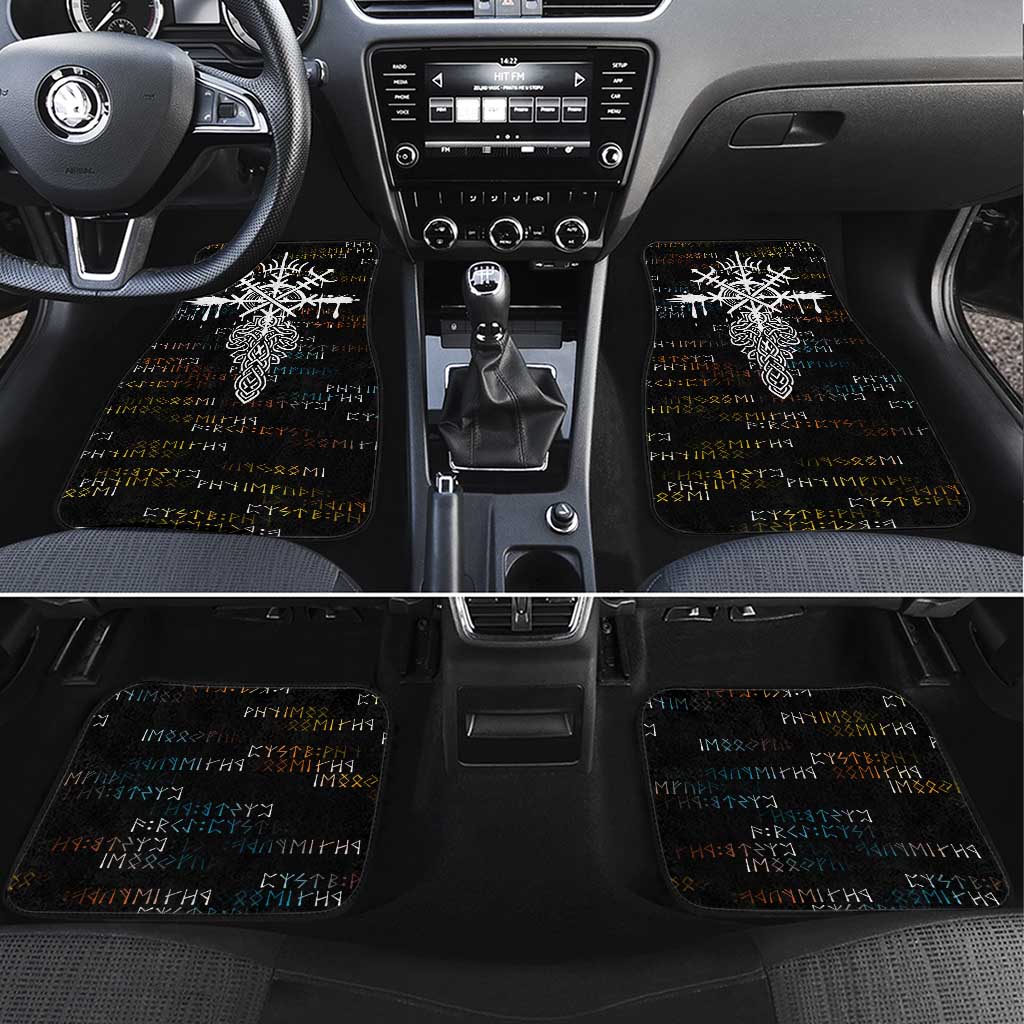 Viking Runes and Norse Mythology Symbols Car Mats Celtic Knotwork Tribal Illustration Style