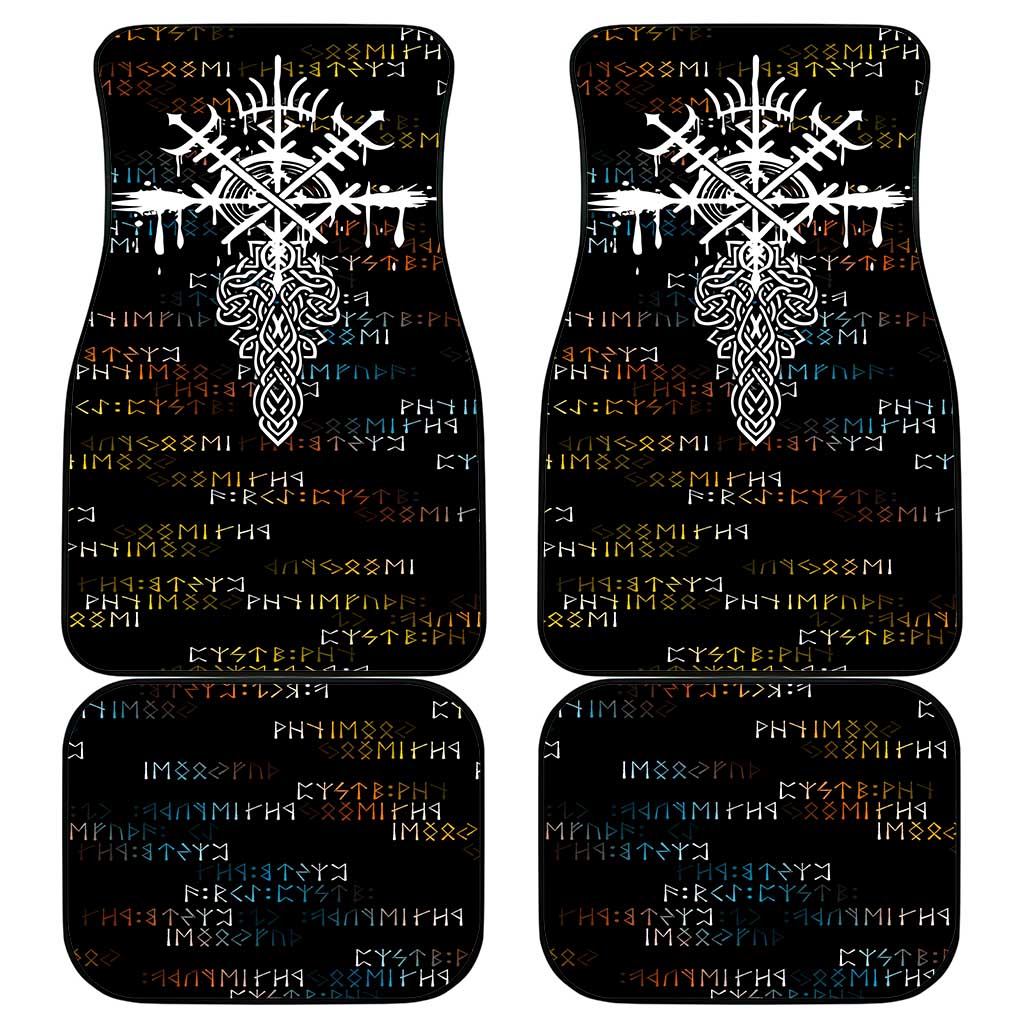 Viking Runes and Norse Mythology Symbols Car Mats Celtic Knotwork Tribal Illustration Style