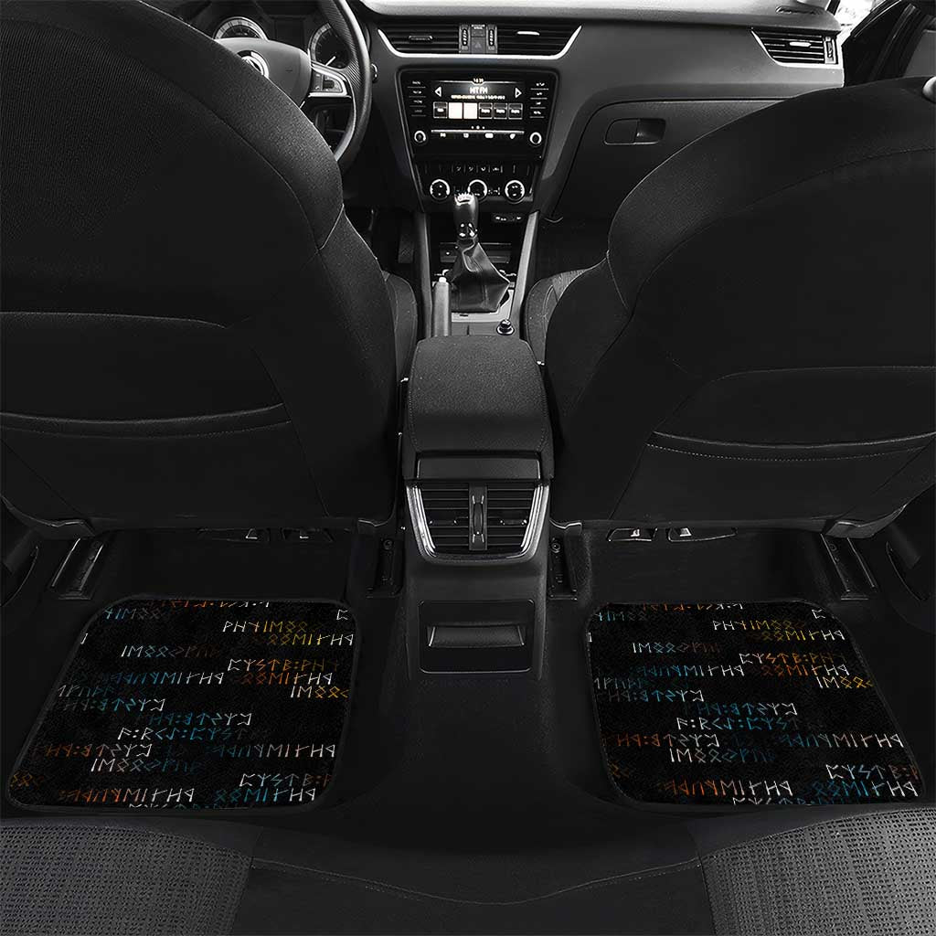 Viking Runes and Norse Mythology Symbols Car Mats Celtic Knotwork Tribal Illustration Style