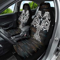 Viking Runes and Norse Mythology Symbols Car Seat Cover Celtic Knotwork Tribal Illustration Style