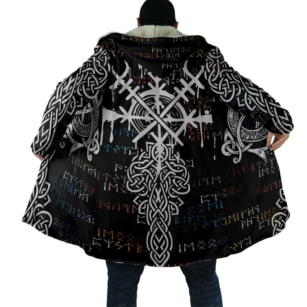 Viking Runes and Norse Mythology Symbols Cloak Celtic Knotwork Tribal Illustration Style