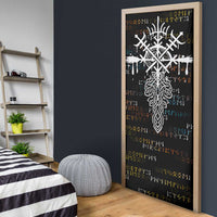 Viking Runes and Norse Mythology Symbols Door Cover Celtic Knotwork Tribal Illustration Style