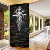 Viking Runes and Norse Mythology Symbols Door Cover Celtic Knotwork Tribal Illustration Style