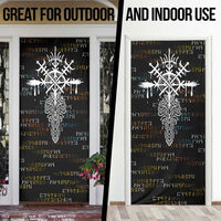 Viking Runes and Norse Mythology Symbols Door Cover Celtic Knotwork Tribal Illustration Style