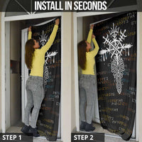 Viking Runes and Norse Mythology Symbols Door Cover Celtic Knotwork Tribal Illustration Style