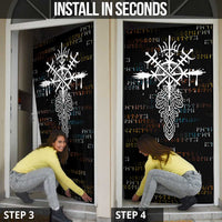 Viking Runes and Norse Mythology Symbols Door Cover Celtic Knotwork Tribal Illustration Style