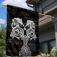 Viking Runes and Norse Mythology Symbols Garden Flag Celtic Knotwork Tribal Illustration Style