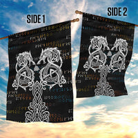 Viking Runes and Norse Mythology Symbols Garden Flag Celtic Knotwork Tribal Illustration Style