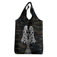 Viking Runes and Norse Mythology Symbols Grocery Bag Celtic Knotwork Tribal Illustration Style