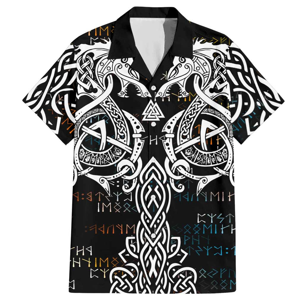 Viking Runes and Norse Mythology Symbols Hawaiian Shirt Celtic Knotwork Tribal Illustration Style