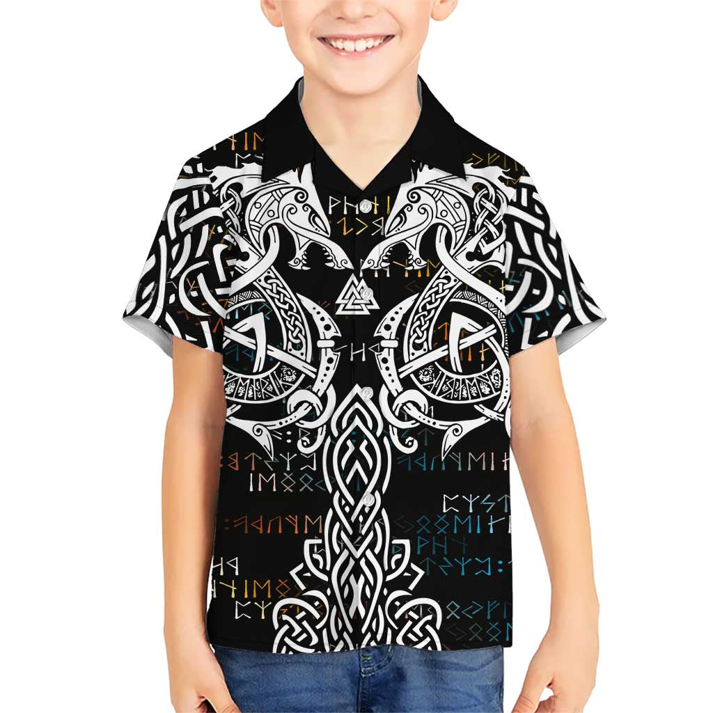 Viking Runes and Norse Mythology Symbols Hawaiian Shirt Celtic Knotwork Tribal Illustration Style