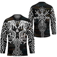 Viking Runes and Norse Mythology Symbols Hockey Jersey Celtic Knotwork Tribal Illustration Style