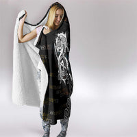 Viking Runes and Norse Mythology Symbols Hooded Blanket Celtic Knotwork Tribal Illustration Style