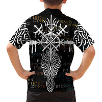 Viking Runes and Norse Mythology Symbols Kid Hawaiian Shirt Celtic Knotwork Tribal Illustration Style