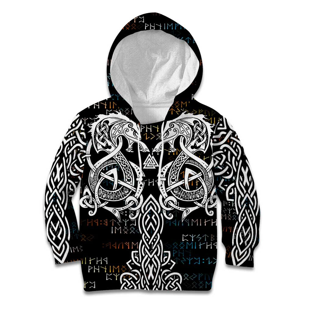 Viking Runes and Norse Mythology Symbols Kid Hoodie Celtic Knotwork Tribal Illustration Style