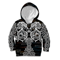 Viking Runes and Norse Mythology Symbols Kid Hoodie Celtic Knotwork Tribal Illustration Style