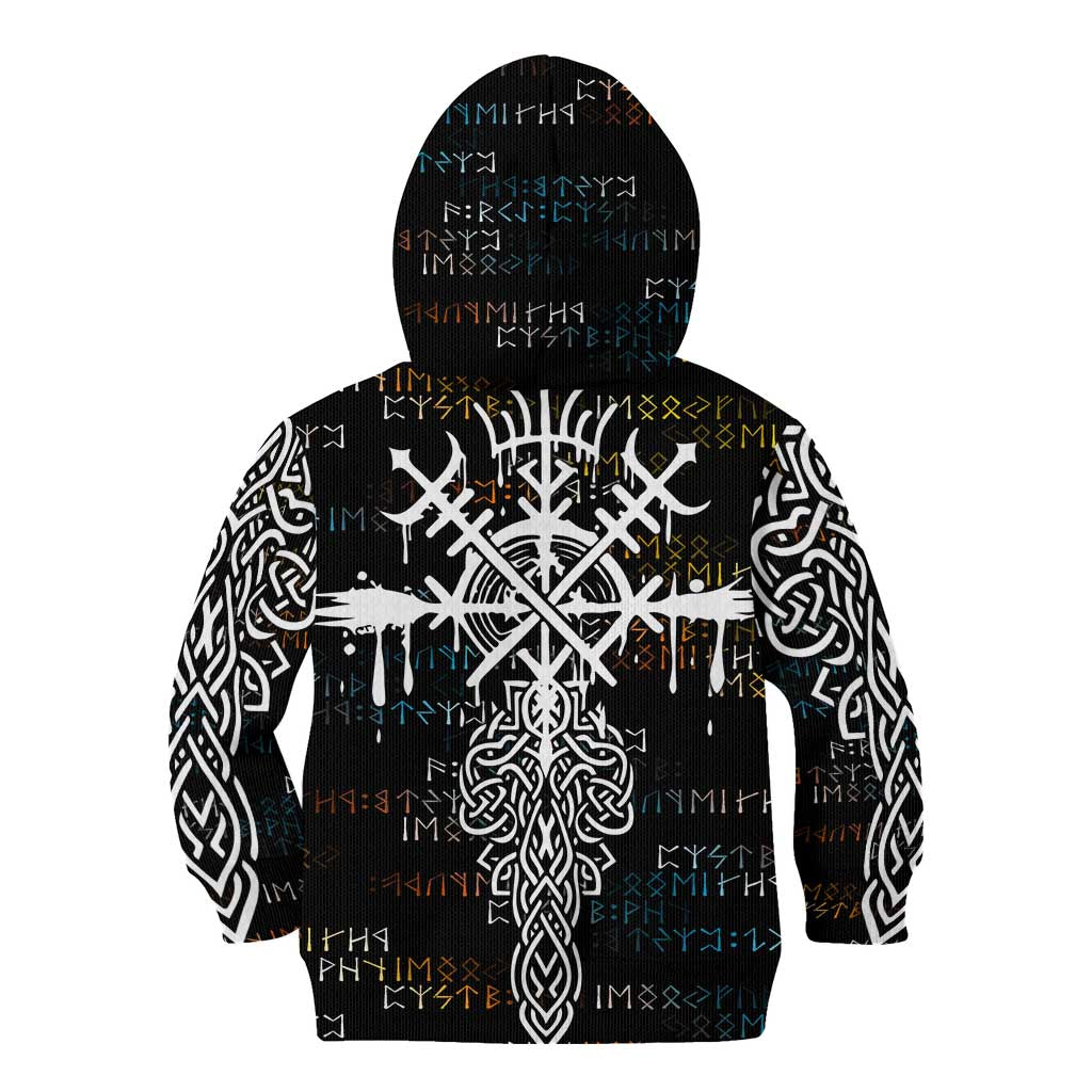 Viking Runes and Norse Mythology Symbols Kid Hoodie Celtic Knotwork Tribal Illustration Style