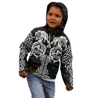 Viking Runes and Norse Mythology Symbols Kid Hoodie Celtic Knotwork Tribal Illustration Style