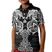 Viking Runes and Norse Mythology Symbols Kid Polo Shirt Celtic Knotwork Tribal Illustration Style
