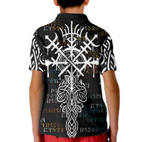 Viking Runes and Norse Mythology Symbols Kid Polo Shirt Celtic Knotwork Tribal Illustration Style