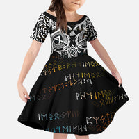 Viking Runes and Norse Mythology Symbols Kid Short Sleeve Dress Celtic Knotwork Tribal Illustration Style