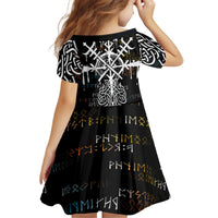 Viking Runes and Norse Mythology Symbols Kid Short Sleeve Dress Celtic Knotwork Tribal Illustration Style