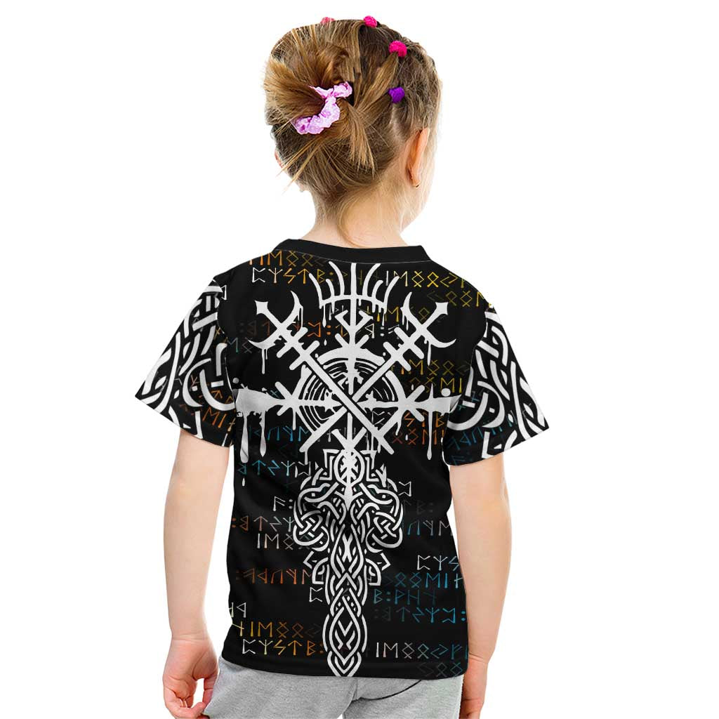 Viking Runes and Norse Mythology Symbols Kid T Shirt Celtic Knotwork Tribal Illustration Style