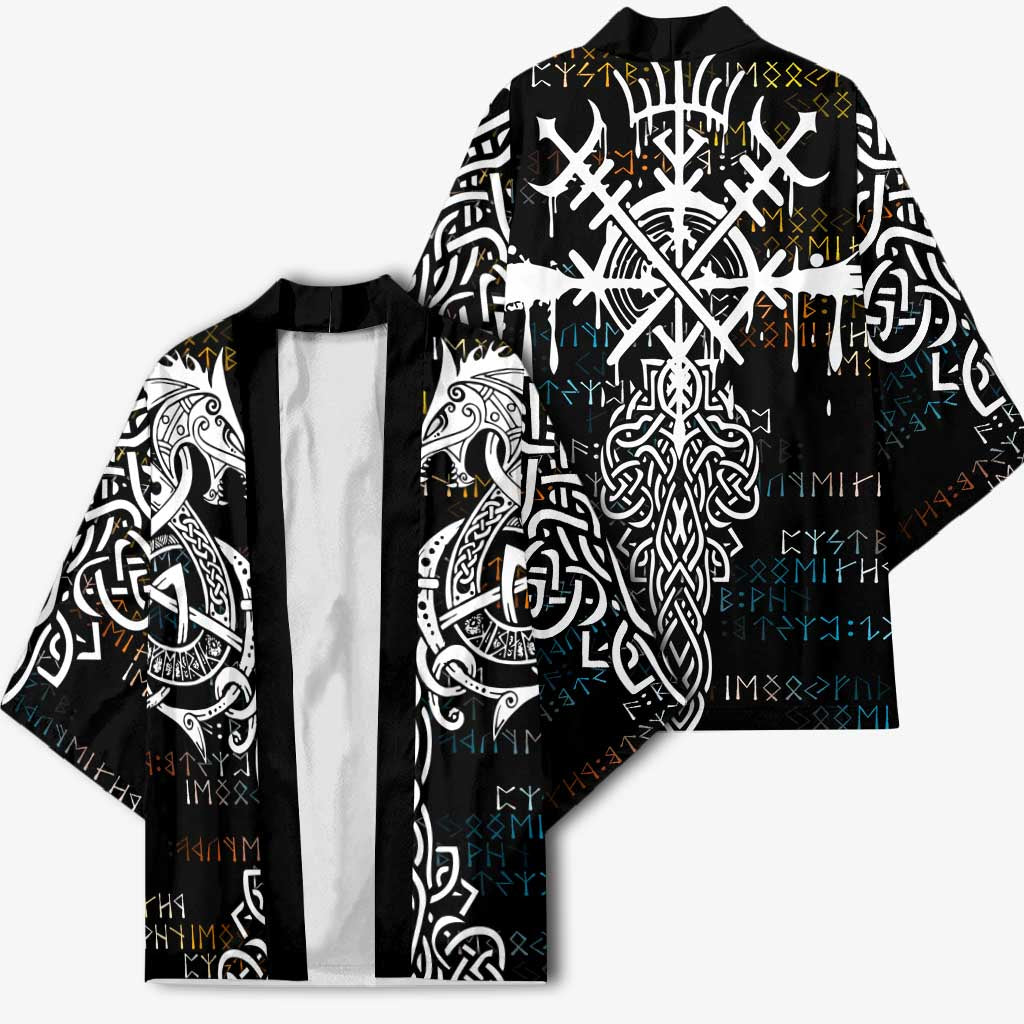 Viking Runes and Norse Mythology Symbols Kimono Celtic Knotwork Tribal Illustration Style