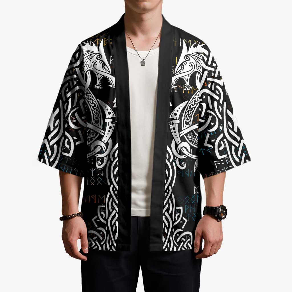 Viking Runes and Norse Mythology Symbols Kimono Celtic Knotwork Tribal Illustration Style
