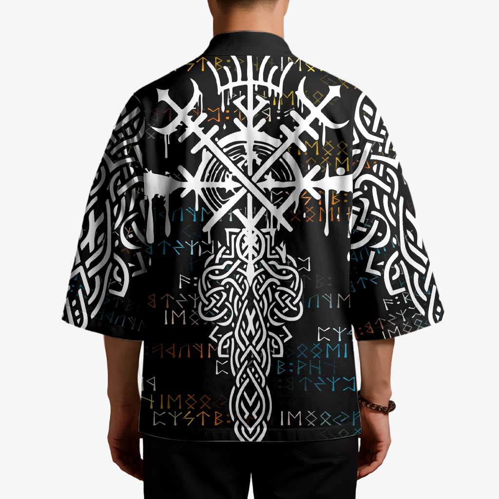 Viking Runes and Norse Mythology Symbols Kimono Celtic Knotwork Tribal Illustration Style