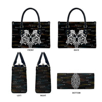 Viking Runes and Norse Mythology Symbols Leather Bag Celtic Knotwork Tribal Illustration Style