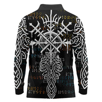 Viking Runes and Norse Mythology Symbols Long Sleeve Polo Shirt Celtic Knotwork Tribal Illustration Style