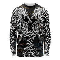Viking Runes and Norse Mythology Symbols Long Sleeve Shirt Celtic Knotwork Tribal Illustration Style