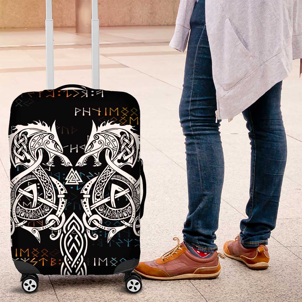 Viking Runes and Norse Mythology Symbols Luggage Cover Celtic Knotwork Tribal Illustration Style