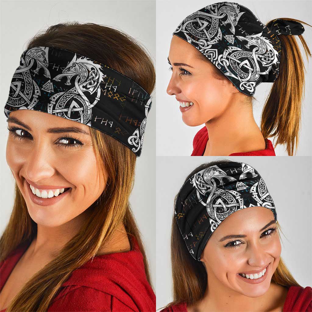Viking Runes and Norse Mythology Symbols Neck Gaiter Celtic Knotwork Tribal Illustration Style