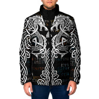 Viking Runes and Norse Mythology Symbols Padded Jacket Celtic Knotwork Tribal Illustration Style