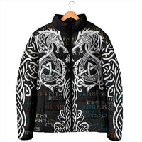Viking Runes and Norse Mythology Symbols Padded Jacket Celtic Knotwork Tribal Illustration Style