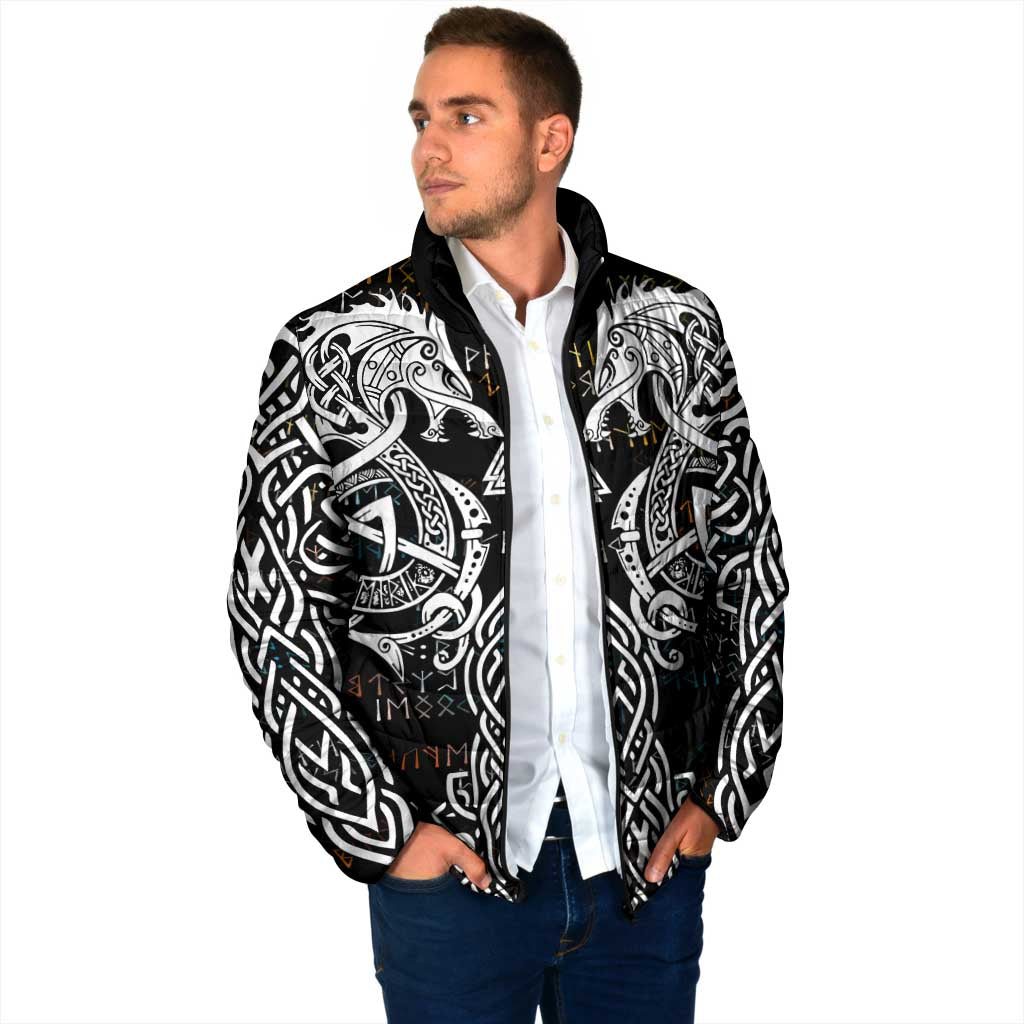 Viking Runes and Norse Mythology Symbols Padded Jacket Celtic Knotwork Tribal Illustration Style