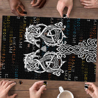 Viking Runes and Norse Mythology Symbols Puzzle Celtic Knotwork Tribal Illustration Style
