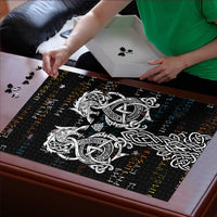 Viking Runes and Norse Mythology Symbols Puzzle Celtic Knotwork Tribal Illustration Style