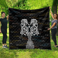 Viking Runes and Norse Mythology Symbols Quilt Celtic Knotwork Tribal Illustration Style