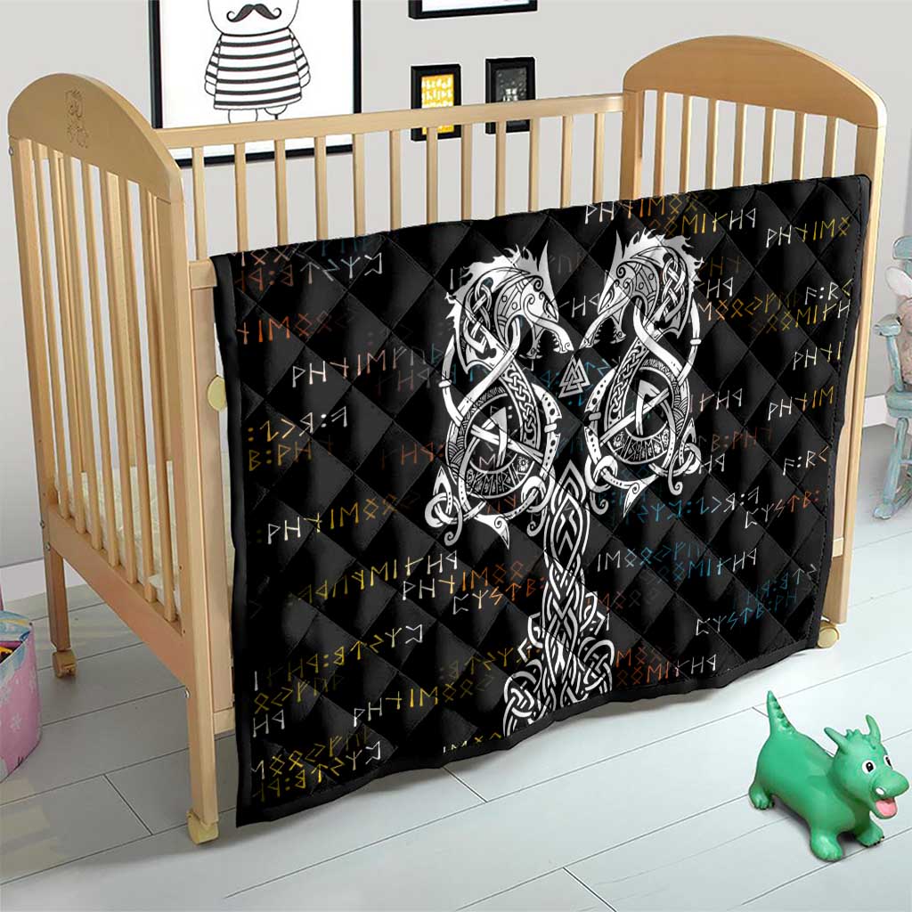 Viking Runes and Norse Mythology Symbols Quilt Celtic Knotwork Tribal Illustration Style